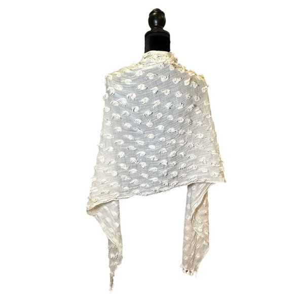 Unbranded Scarf Shawl Womens Woven Long Rectangle White Lightweight Semi Sheer - Picture 5 of 7